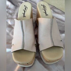 Free People Beige Platform Mules